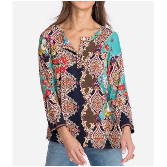 NWT Johnny Was Indi Flower Henley Tee - Picture 2 of 14